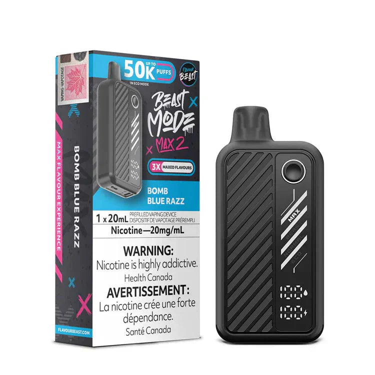 Bomb Blue Raspberry Vape Flavour Beast Beast Mode Max 2 Disposable - Bomb Blue Razz 20mg — Fat ...