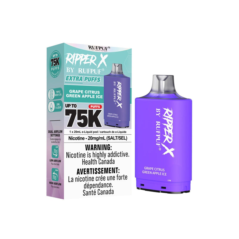 RIPPER X by RUFPUF 75K Pod - Grape Citrus Green Apple Ice 20mg